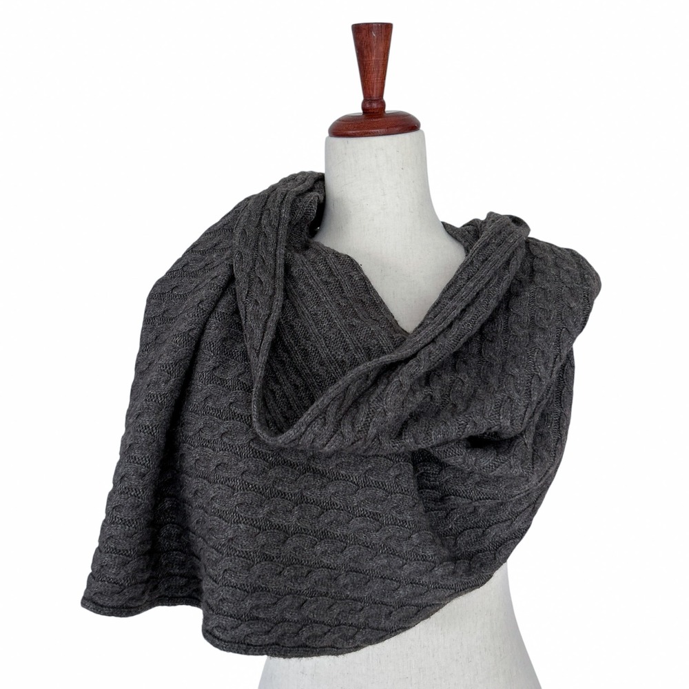 AllSaints Infinity Scarf Brown Gray Cable‎ Knit Spitalfields Preppy Wrap